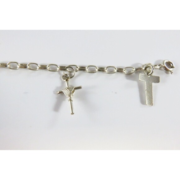 Christian Cross Cable Chain Charm Bracelet in Sterling Silver 7" Spring Ring - Picture 5 of 10